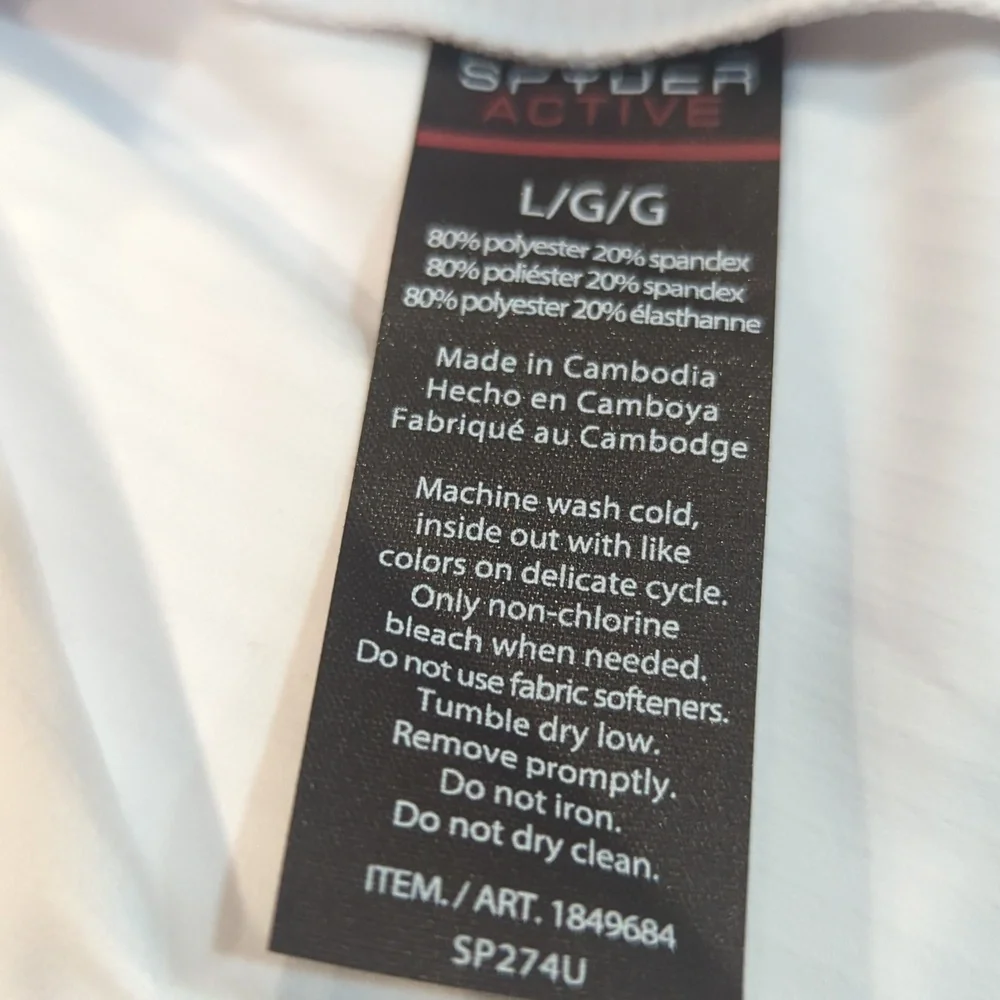 Spyder Active | Women's Ribbed Active Short Sleeve UPF 50+ Top | White | Large - Picture 6 of 6